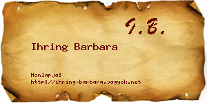 Ihring Barbara névjegykártya